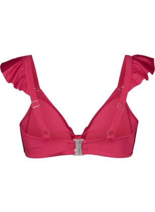 Bademode Damen Pink Zizzi Geschäft Bikinioberteil Mit Rüschen Und Herausnehmbaren Pads – 1