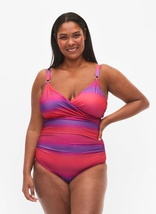 Bademode Damen Pink Zizzi Markenpositionierung Bedruckter Badeanzug Mit Weicher Wattierung – 1