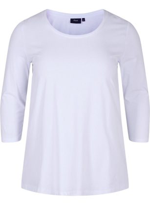 Basic T-Shirt Mit 3/4-Ärmeln Produktzertifizierung Zizzi Damen Wei&Szlig; T-Shirts & Tops – 1