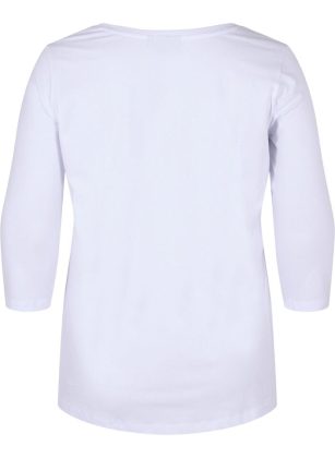 Basic T-Shirt Mit 3/4-Ärmeln Produktzertifizierung Zizzi Damen Wei&Szlig; T-Shirts & Tops – 1