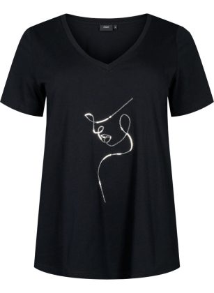 Baumwoll-T-Shirt Mit Pailletten Zizzi Exportieren Damen T-Shirts & Tops Schwarz – 1