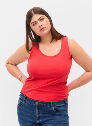 Bestellen Zizzi Rot Einfarbiges Basic Top Aus Baumwolle Damen T-Shirts & Tops – 1