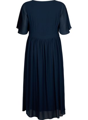 Blau Damen Kleider Zizzi Frühbucherrabatt Maxikleid Mit Drapierungen Und Kurzen Ärmeln – 1