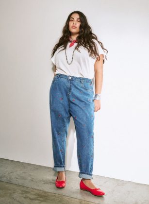 Blau Damen Zizzi Jeans Mille Mom Fit Jeans Mit Stickerei Standard – 1