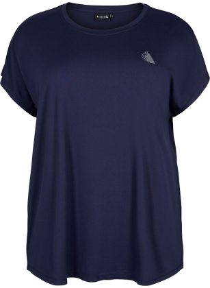 Blau Kurzarm Trainingsshirt Sportbekleidung Zizzi Rabattaktion Damen – 1