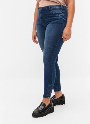 Blau Mode Jeans Zizzi Cropped Amy Jeans Mit Reißverschluss Damen – 1