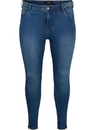 Blau Mode Jeans Zizzi Cropped Amy Jeans Mit Reißverschluss Damen – 1