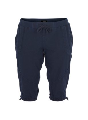 Blau Rabattcode Capri-Hose Aus Baumwolle Zizzi Damen Hosen & Leggings – 1
