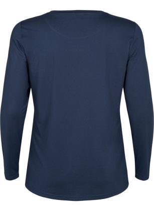 Blau Rabattcode Sportbekleidung Langärmeliges Trainingsshirt Damen Zizzi – 1