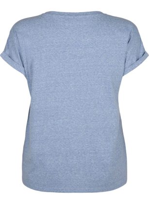 Blau T-Shirts & Tops Melange T-Shirt Mit Kurzen Ärmeln Reduzierter Preis Damen Zizzi – 1