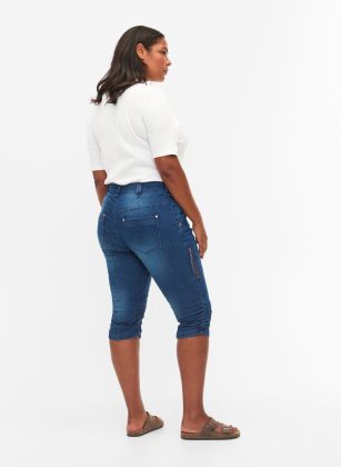 Blau Zizzi Jeans Empfehlen Damen Slim Fit Caprijeans Mit Taschen – 1