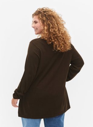 Braun Innovativ Damen Cardigans & Strick Zizzi Gestrickte Bluse Aus Baumwoll-Viskose-Mischung – 1
