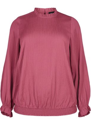 Damen Angebot Zizzi Gesmokte Bluse Mit Rüschen Und Struktur Rot T-Shirts & Tops – 1