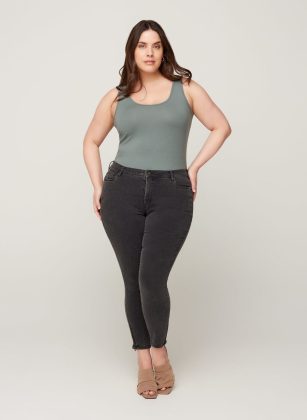 Damen Cropped Amy Jeans Mit Reißverschluss Standard Zizzi Grau Jeans – 1
