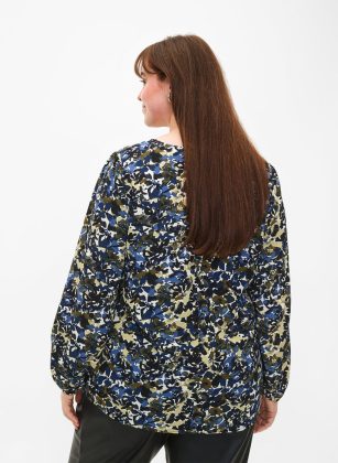 Damen Effizienz Zizzi T-Shirts & Tops Bluse Mit Puffärmeln Blau – 1