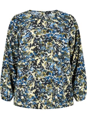 Damen Effizienz Zizzi T-Shirts & Tops Bluse Mit Puffärmeln Blau – 1