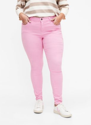 Damen Sonderangebot Rot Jeans Zizzi Super Slim Fit Amy Jeans Mit Hoher Taille – 1