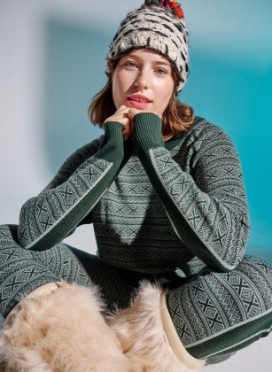 Damen Sportbekleidung Zizzi Billig Ski-Unterhose Aus Wolle GrÜN – 1