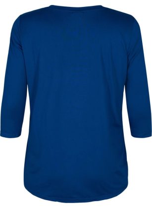 Damen Trainingstop Mit 3/4 Ärmeln Blau Online-Shop Zizzi Sportbekleidung – 1