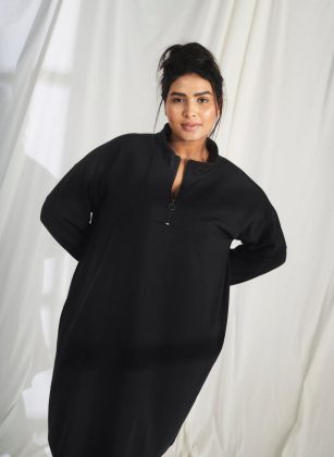 Kleider Qualität Sweatkleid Aus Modalmix Mit Stehkragen Schwarz Damen Zizzi – 1