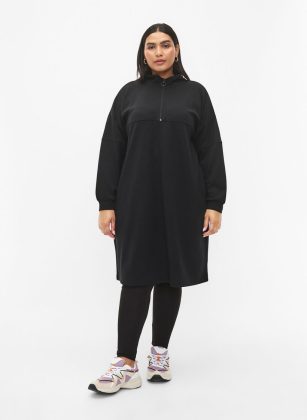 Kleider Qualität Sweatkleid Aus Modalmix Mit Stehkragen Schwarz Damen Zizzi – 1