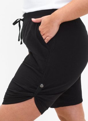 Material Lockere Shorts Aus Baumwolle Mit Taschen Schwarz Damen Shorts Zizzi – 1