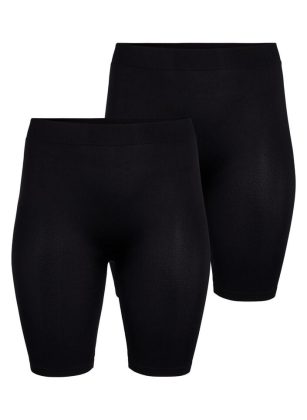 Shorts Damen Schwarz Zizzi Material 2-Pack Nahtlose Basic Kurze Hosen – 1