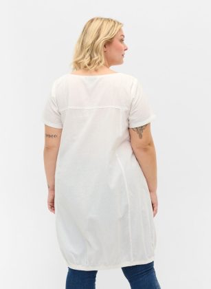Verkaufen Kleider Zizzi Wei&Szlig; Kurzarm Kleid Aus Baumwolle Damen – 1