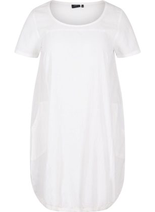 Verkaufen Kleider Zizzi Wei&Szlig; Kurzarm Kleid Aus Baumwolle Damen – 1