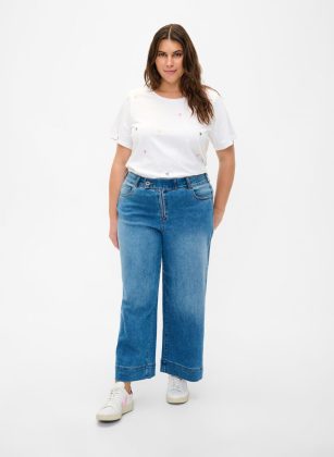 Verkaufen Zizzi Damen Blau Jeans Cropped Jeans Mit Breitem Bein – 1