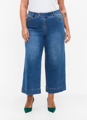 Verkaufen Zizzi Damen Blau Jeans Cropped Jeans Mit Breitem Bein – 1