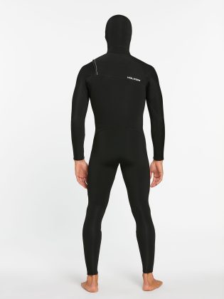 Volcom Herren Black Modulator 4/3Mm Hooded Chest Zip Wetsuit – Black Wetsuits – 1