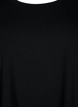 Zizzi Basic T-Shirt Aus Baumwolle Mit 3/4-Ärmeln T-Shirts & Tops Damen Pflegeleicht Schwarz – 1