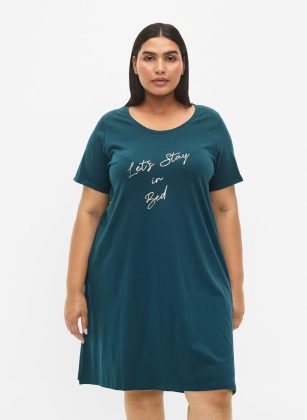 Zizzi Damen GrÜN Kaufen Kurzärmeliges Nachthemd Aus Bio-Baumwolle Nachtwäsche – 1