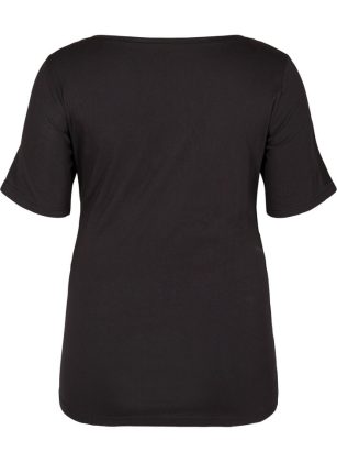 Zizzi Damen Schwarz Speichern Kurzärmeliges Umstands-T-Shirt Aus Baumwolle Umstandsmode – 1