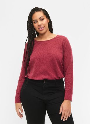 Zizzi Rot T-Shirts & Tops Ware Langärmelige Bluse Mit Textur Damen – 1